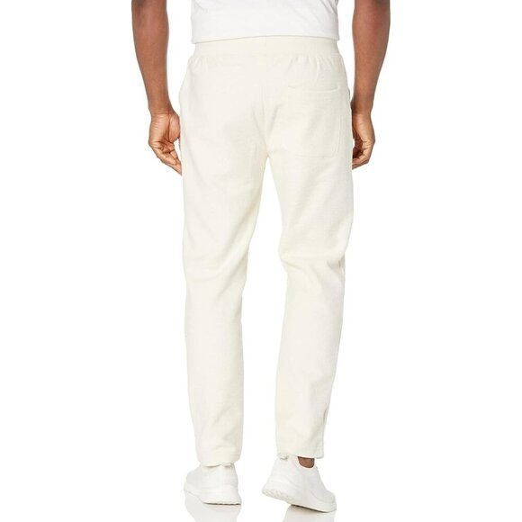 Russell Athletic Mens Cream Fleece Joggers With Ribbed Waistband & Drawstring Si - Picture 2 of 6